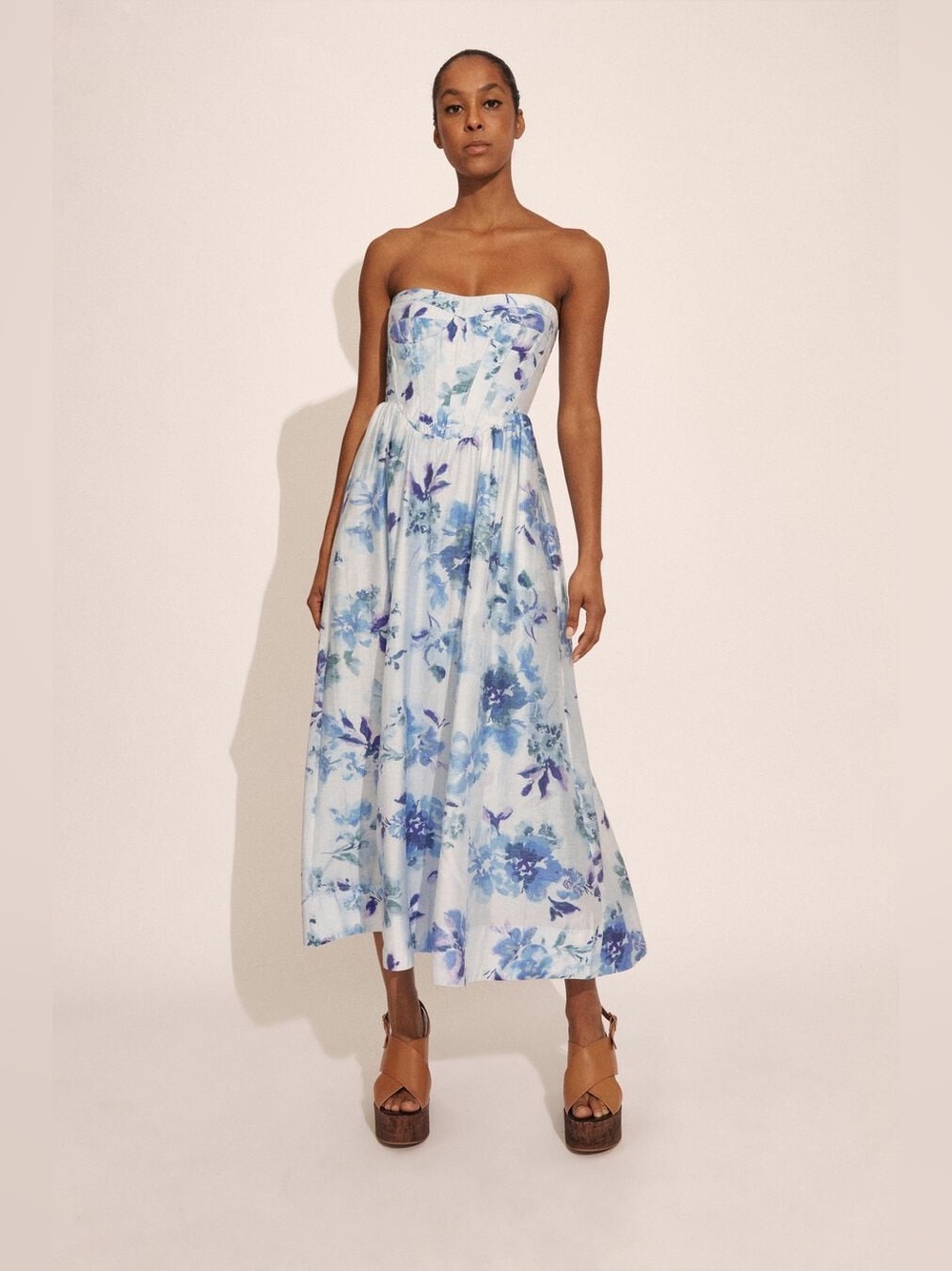 Bardot Lola Corset Midi Dress Size S Floral Feminine Luxury